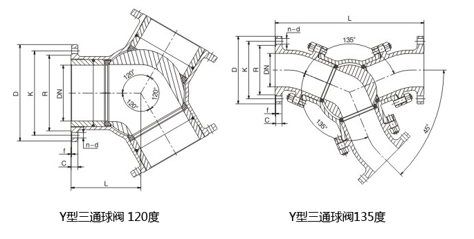 y型三通球阀结构图